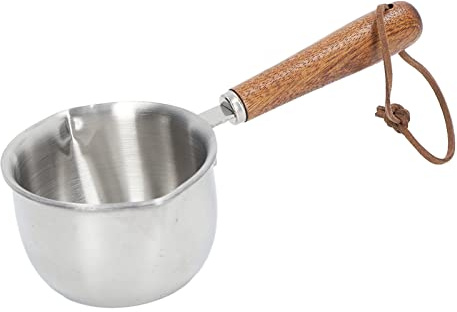 MOUMOUTEN Scaldaburro, 3 Strati Scaldaburro in Acciaio Inossidabile Mini Burro Caffè Latte Melting Pot Piccola Casseruola con Manico in Legno(200ML)