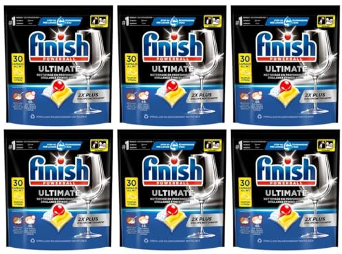 Finish Lot de 6 paquets de 30 capsules Lave-Vaisselle Ultimate Citron
