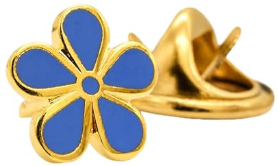 LP168 Freimaurer-Anstecknadel, Emaille, Vergissmeinnicht, goldfarben, Größe M, Metall