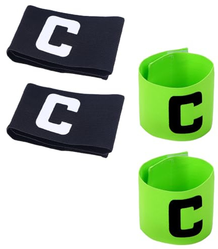 Abaodam Professional Captain Armbands 4-Pack Non-Slip Wear-Resistant Football Bands Reusable Elastic Soccer Basketball Team Sports Wristbands 5.11X2.75In
