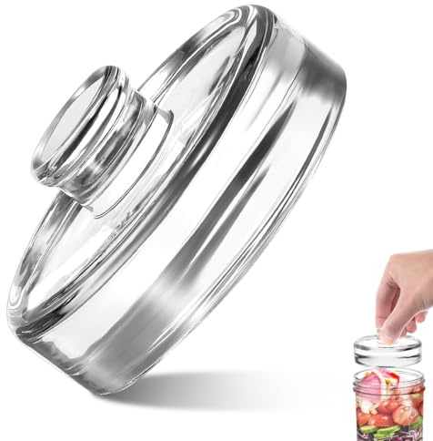 Alipis Heavy Glass Fermenting Weight with Handle for Wide Mouth Jars - Ideal for Pickling, Sauerkraut, Kimchi, and Fermented Vegetables
