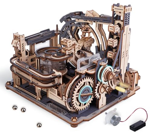 ROKR 3D Puzzle Erwachsene Elektrische Kugelbahn,Marble Spaceport 3D Wooden Puzzle,Night City 2.0,Geschenkidee für Männer(LGC01)