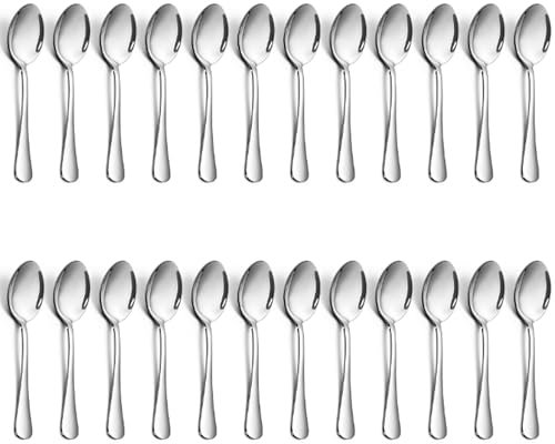 Joyfair Teaspoons Set of 24, Stainless Steel Dessert Spoon Set, Coffee Spoons Ideal for Coffee Tea Ice Cream Dessert in Home Kitchen Restaurant, Dishwasher Safe (5.3 Inch, 13.5cm)