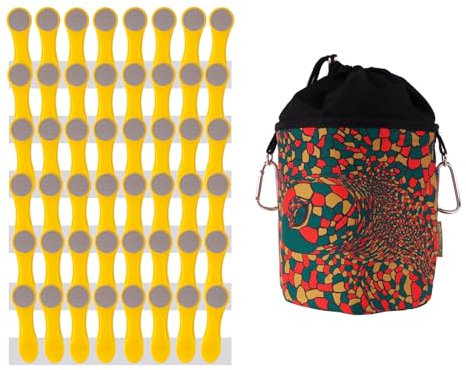BellaCott - Juego de 48 pinzas para la ropa con muelles de compresión de acero inoxidable y agarre suave, color amarillo y gris, 1 bolsa para pinzas de la ropa
