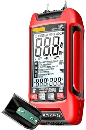 GN601 0~99,9% Holz-Hygrometer, 20,5% Relative Luftfeuchtigkeit, Holzfeuchte-Messgerät, Multiszenen-Messung, Temperatur, Luftfeuchtigkeit, Sondentester