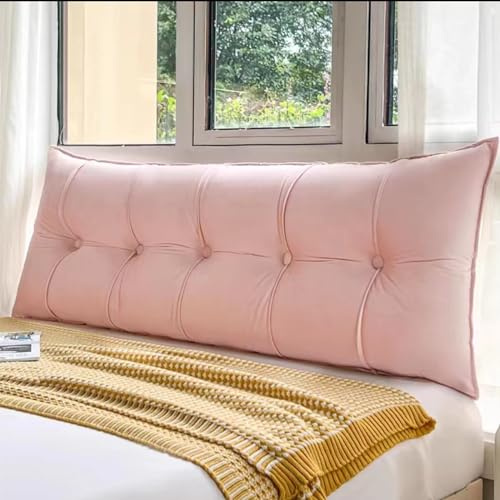 Triangular Almohada De Lectura Cama, Cabecera Tapizado Lumbar Cervical, Cojines De Cuña Espalda Antireflujo Adulto Larga for Dormir, Cojines Cuerpo (Color : Pink, Size : 90 * 50 * 15cm)