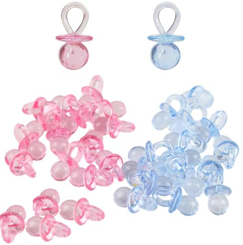 100-teiliges Schnuller-Set, Dekoration, Konfettitisch, Geschenk für Babyparty, Geburtstag, Hochzeit, Kinderparty, Party-Gastgeschenke, Spiele und Aktivitäten (Rosa, Blau)