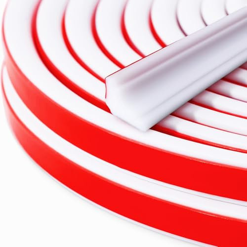 RANJIMA Flexible Zierleisten Selbstklebend Deckenleisten,TPE Dreieck Zierleiste Decken &WandüBergang,Weiß Dreikantleiste für Abschlussleiste Küchenarbeitsplatte Wandkanten Fliesenkanten (3M,27mm*20mm)