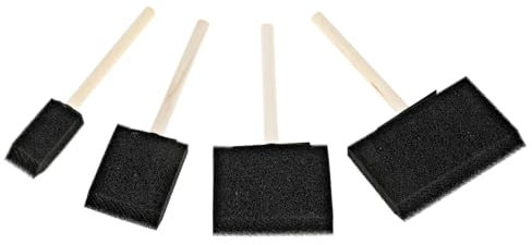 4 Pcs Foam Brush 4 Sizes Sponge Brushes for Painting Wood Handle Foam Head Sponge Paint Brush for Painting Staining Varnishes DIY Craft Projects