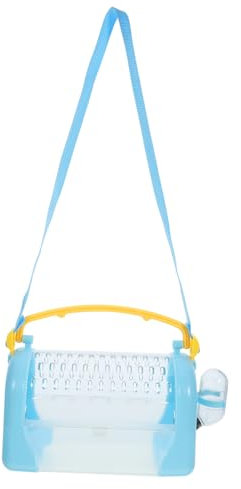 TOGEVAL Handlicher Hamsterkäfig Für Unterwegs Tragbarer Käfig Für Kleintiere Aus Leichtem Kunststoff Mit Praktischem Tragegriff Und Eleganter Blauer Farbe Für Ausflüge Reisen Und