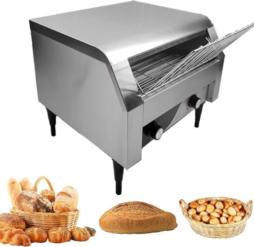 Horno tostador automático,tostadora de pan multiusos,máquina de pan eléctrica,tostadora comercial con cinta transportadora,150/300/450 piezas/h,con control de temperatura inteligente,300