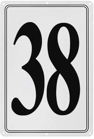 M METERXITY Insegna Numerica In Alluminio 38, Numeri Civici E Lettere Metalliche Da 11.8 Pollici, Insegne Lettere Per Posto Auto, Decorazione Murale In Metallo [Testo Nero Su Bianco]