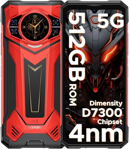 DOOGEE S200 Plus 5G Outdoor Handy Ohne Vertrag, Dimensity 7300, 32GB+512GB Outdoor Smartphone Android 14, 1.32+60Hz AMOLED Heckdisplay 6.72 Zoll FHD+120Hz,100MP AI Kamera,10100mAh,WiFi6E/NFC/OTG/GPS