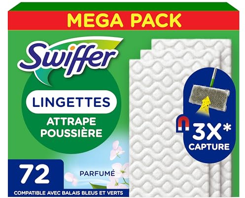 Swiffer Staubfänger, Nachfüllpackungen, Trockentücher, 72 Einheiten, Febreze-Duft, langanhaltend, fängt 3 mal mehr Staub und Tierhaare auf, Besen separat erhältlich