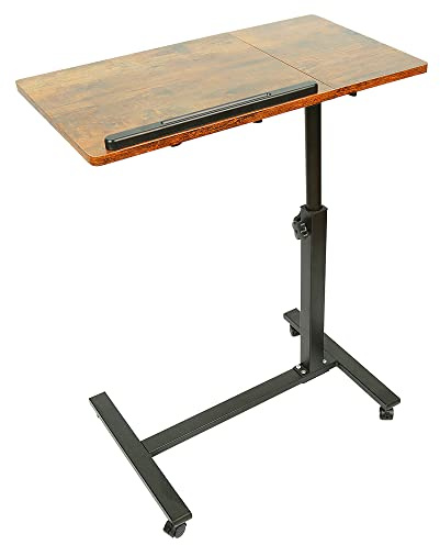 Table d'appoint légère, de lit médicalisé,Bureau Informatique, Bureau Gaming, Roulante Canapé pour Ordinateur Portable Hauteur Pliante avec 4 roulettes,60 * 34.5 58-90cm