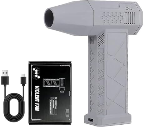 Super-Power-Turbolüfter mit 130.000 U/min,Ac-27 Air Duster, Ac-27 Turbo Fan,Elektrische Staubgebläse Druckluftspray,3-Gang Compressed Air Duster,Turbo Gebläse für PC, Auto,Sofa Reinigung (Grau)