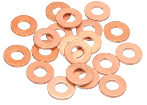 sourcing map 20 arandelas de cobre planas M8, juntas planas mejoradas de cobre de 8 x 18 x 2 mm, arandelas de anillo de aplastamiento métricas para accesorios hidráulicos, tornillos y tuercas