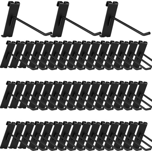 Waltool 20Pcs Gridwall Hooks, Metal Grid Panel Hanging Peg Hooks, Grid Wall Accessory for Clothes Storage, Home Organization, Retail Display (Black, 4/10CM)