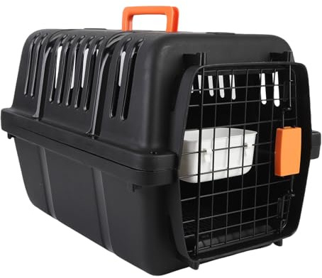 Asixxsix Airline Zugelassene Haustierträger, Tragbare Hochseitige Plastikdrahttür -Reisetür Hundekiste Großer Raum Atmungsfreier Modehund Zwinger für Haus, 12,2 X 18,11 X 12,09 Zoll (Black)