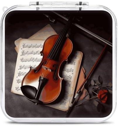 QMNBTES Violin Sheet Music Switch Game Case Switch Game Holder Cartridge Case Storage 12 Games & 2 Micro Sd Card Slots, Travel Carry Cases, Portable Games Card Storage, Hard Shell, Buckle Closure