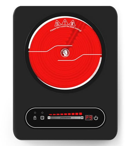 VBGK Single Burner Electric Cooktop,110V 1800W Electric Stove Top with LED Touch Control,10 Power Levels, 4 hTimer, Safety Lock,single burner cooktop Overheat protection