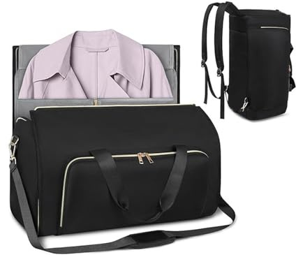 Loyimioo Große Kapazität Cabrio Bekleidungstasche für die Reise wasserdichte Hängende Anzugtasche mit 4 Möglichkeiten zu Tragen, Schuhtaschen & Gepäckhülle (Passend für Anzüge Kleider Schuhe) Schwarz