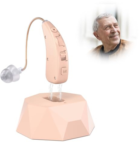 JYYRC Dispositivo de sonido para personas mayores, recargable, con cancelación de ruido, control de volumen, diseño cómodo y prácticamente invisible.