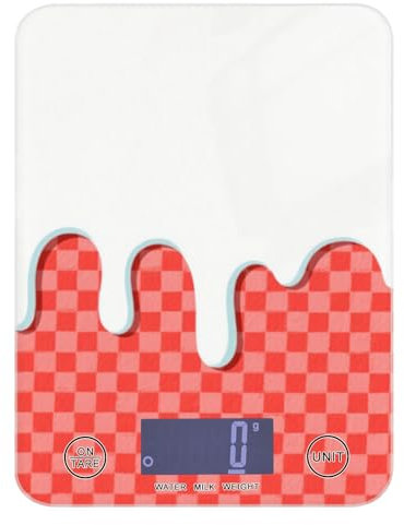 Red Ice Cream Plaid Checked Keto Bilancia da cucina per cibo 12 lb/1 oz, 5 kg/5 g Bilancia da cucina con 4 unità per (utente) (utente) báscula para pesar Personas