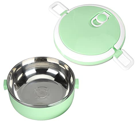 Haofy Box da Pranzo in Acciaio Inossidabile Termico Impilabile Contenitore di Cibo Rotondo Isolato per la Scuola di Casa All'aperto (1 livello 304 Modello ispessito (verde nordico))