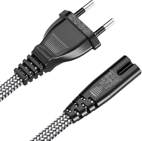 Stromkabel 2-polig 3m Eurostecker (CEE 7/16) auf C7 Euro 8 Buchse,Ersatz Euro Netzkabel Kleingerätekabel für TV, Receiver, PS 3/PS 4/PS 5, X Box One/Series, Blu-ray/DVD, Radio, Laptop-Netzteil