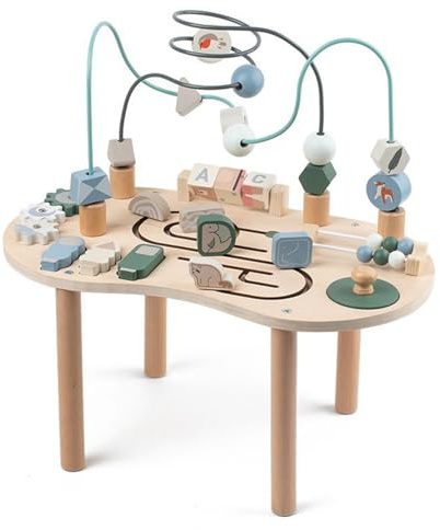 Huxibai Sensorischer Tisch für Babys, Spieltisch aus Holz, Lernspielzeug aus Holz, für und Mädchen, Geburtstag, Familienfeier, drinnen und draußen