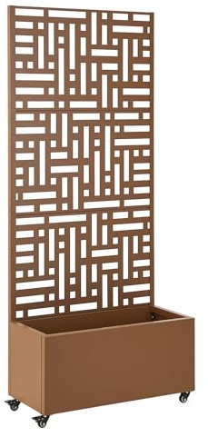 Helloshop26 Jardinière bac à Plante Fleur Brise-Vue Acier galvanisé 190 x 82 x 38 cm Marron 03_0009498