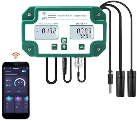 Misuratore di terreno, Smart Aquarium PH Meter YY-W9909 Digitale PH EC TDS SALE SG Temp Tester di qualità dell'acqua Tuya Monitor di controllo