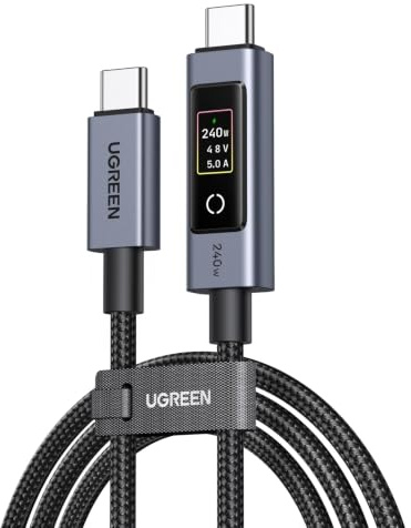 UGREEN Nexode Câble USB C 240W avec Écran LCD 48V 5A PD 3.1 (2M) | Type C Charge Rapide, Compatible avec MacBook Ordinateur Portable de Jeu iPad iPhone 17 Pro Max Air Galaxy S26 S25 Pixel 10.