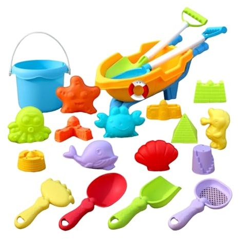 Generisch Sandspielzeug Set Strandspielzeug Junge Mädchen mit Eimer Sandförmchen und Schaufel Reise Sand Sandkasten Spielzeug Sandförmchen Sandschaufel Kinder Reise Sand Spielzeugs (19pcs, One Size)