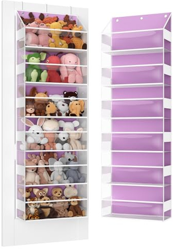 Wakaye Türhänger-Organizer – 6-stöckige Aufbewahrung für Kuscheltiere, Badezimmer-Organizer und Aufbewahrung, schwingsicherer Hängeorganizer für Spielzeug/Babyartikel (Pink)