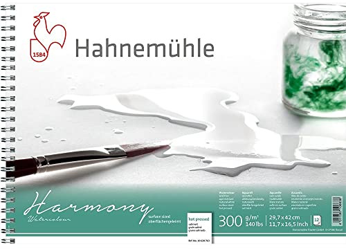 Hahnemühle Harmony Watercolour, satiniert, DIN A3, spiralisiert, 300g/m², naturweiß, 12 Blatt
