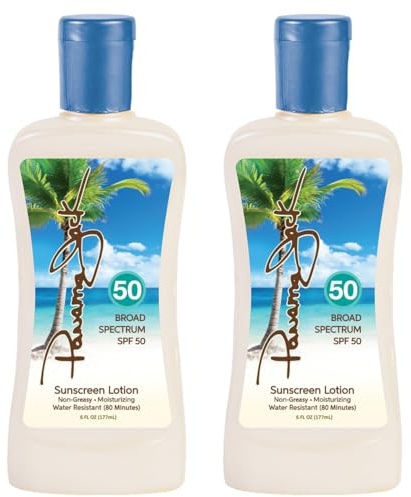 Panama Jack Sunscreen Suntan Lotion - SPF 50, Broad Spectrum UVA/UVB Protection, PABA, Paraben, Gluten & Cruelty Free, 6 FL OZ (Pack of 2)