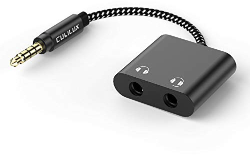 Cubilux 3.5mm to Double Audio Jack Headphone Sharing Splitter Compatible with MacBook iPad iPod, Smartphone, Computer, Laptop, Tablet, MP3, 2-Way 3.5 mm Earphone Ports Adapter, Dual Headsets Connector