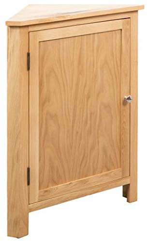 yorten Eckschrank Schrank Kommode Eckkommode Holzdekor Nachtschrank Beistellschrank Braun Massives Eichenholz 59 x 36 x 80 cm (B x T x H)