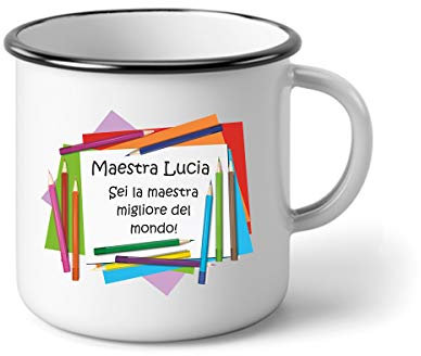 bubbleshirt Tazza in Alluminio Maestra Personalizzabile con Nome della maestra - Sei la maestra Migliore del Mondo - Idea Regalo fine Anno scolatisco