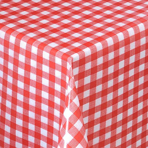 Wachstischdecke Wachstuch Tischdecke Gartentischdecke abwaschbar eckig 100x140 cm kariert Rot Weiss