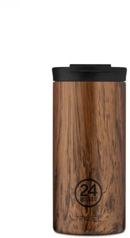 24BOTTLES Travel Tumbler - Tazza Termica da Viaggio, Caffe, Te, Bevande Acciaio Inox, 600 ml, Termos Caffè 100% Ermetico, 6hHot/24hCold, Borraccia Termica Mug, Design Italiano, Sequoia Wood