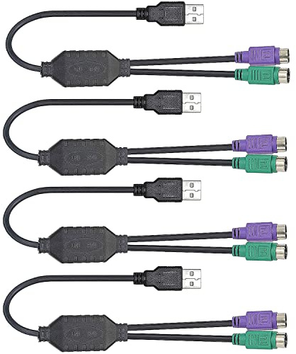 DaFuRui Paquete de 4 cables USB a PS2 USB macho a PS/2 PS2 hembra adaptador convertir PS2 teclado ratón a USB convertidor cable adaptador