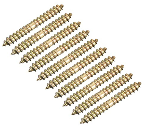 sourcing map 4x30mm Ganci Bulloni, 24pcs Doppio Ended Filettatura Autofilettante Legno a Legno Tassello Viti per Legno di Collegamento di Legno