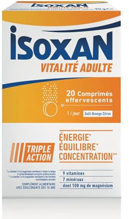 Isoxan Vitalité Adultes Energie, équilibre et concentration 20 comprimés effervescents