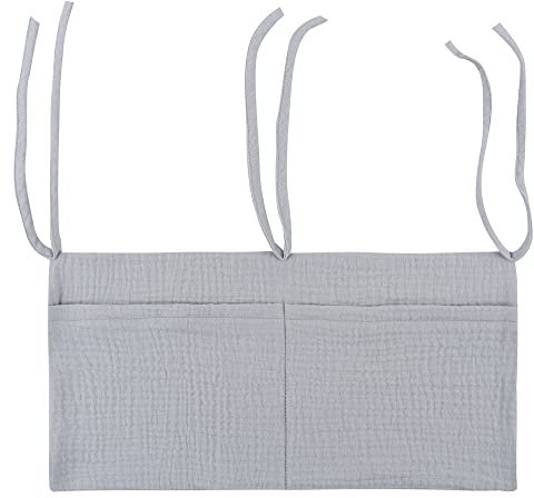 Kinderzimmer Hängender Bett Organizer, Babybetttasche Krippe,Betttasche Babybett,Hängen Aufbewahrungsbeutel Babybett Veranstalter mit 2 Taschen, zum Aufbewahren von für Kleidung, Windeln, Spielzeug