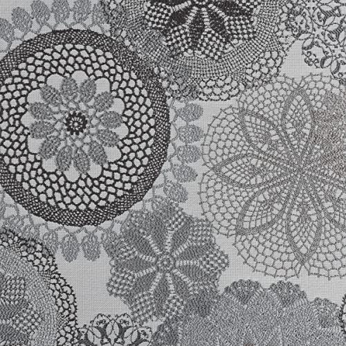 Möbelstoff Polsterstoff Dekostoff Doily Mandala Blumen grau 1,40m Breite