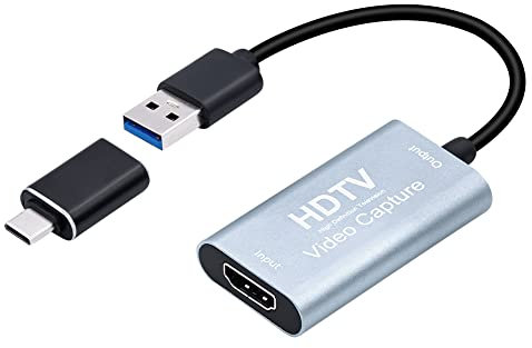 Mcbazel Video Capture Card, 4K HDMI to USB Capture Card with USB C Adapter, HD 1080p HDMI Video Capture Device for LiveBroadcasting/Editing Video/Games/Streaming/Online Teaching