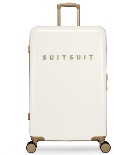 SUITSUIT Koffer Groß 76 cm - Hartschalen Reisekoffer mit Rollen - TSA-Schloss - 94 L - Fusion White Sawn